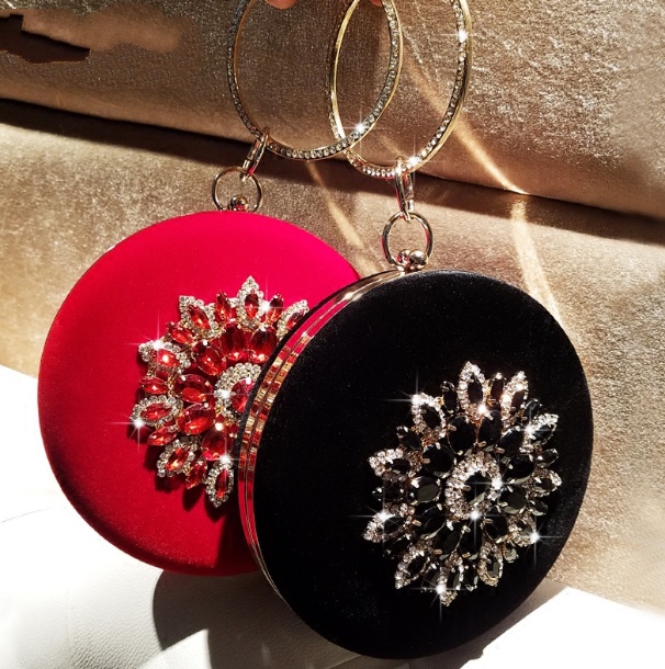 1164019888958.jpg Velvet Diamond Ring Clutch Bag - Image 1