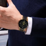 Luxury Men's Two-Tone Gold & Silver Stainless Steel Chronograph Watch – Business Dress Quartz Watch - Image 3