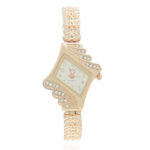 Rose Gold Wheat Chain Rhinestone Watch Women – Luxury Stone-Paved Quartz