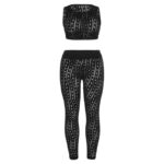Women's Hollow Cut-Out Long Sleeve Crop Top & High-Waist Sculpting Leggings Two-Piece Set - Image 4