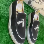 Black Suede Tassel Loafer Sneakers - Luxury Slip-On Platform Shoes for Men
