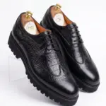 Oxford Dress Shoes - Handmade Croc Leather Platform Oxfords for Men
