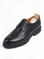 Oxford Dress Shoes - Handmade Croc Leather Platform Oxfords for Men - Image 3