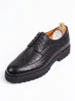 Oxford Dress Shoes - Handmade Croc Leather Platform Oxfords for Men - Image 4