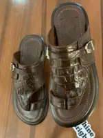 Men’s Leather Toe-Loop Slippers - Handmade Croc Slide Sandals - Image 2
