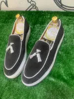 Black Suede Tassel Loafer Sneakers - Luxury Slip-On Platform Shoes for Men - Image 7