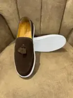 Black Suede Tassel Loafer Sneakers - Luxury Slip-On Platform Shoes for Men - Image 4
