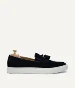 Black Suede Tassel Loafer Sneakers - Luxury Slip-On Platform Shoes for Men - Image 3