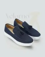 Black Suede Tassel Loafer Sneakers - Luxury Slip-On Platform Shoes for Men - Image 2