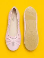 Girls Pink Ballerina Flats - Soft Slip-On Dress Shoes for Kids - Image 2