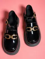 Girls Black Brogue School Shoes - Classic Oxford Style Flats for Kids - Image 5