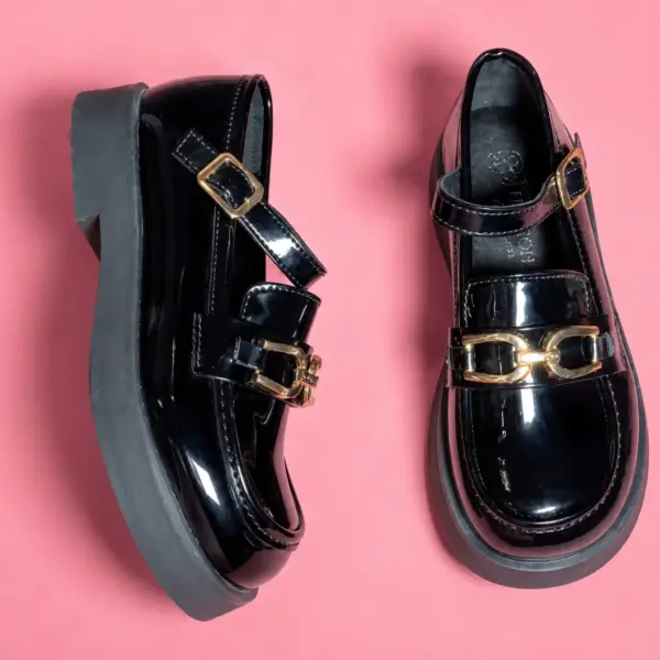 Girls Black Brogue School Shoes - Classic Oxford Style Flats for Kids